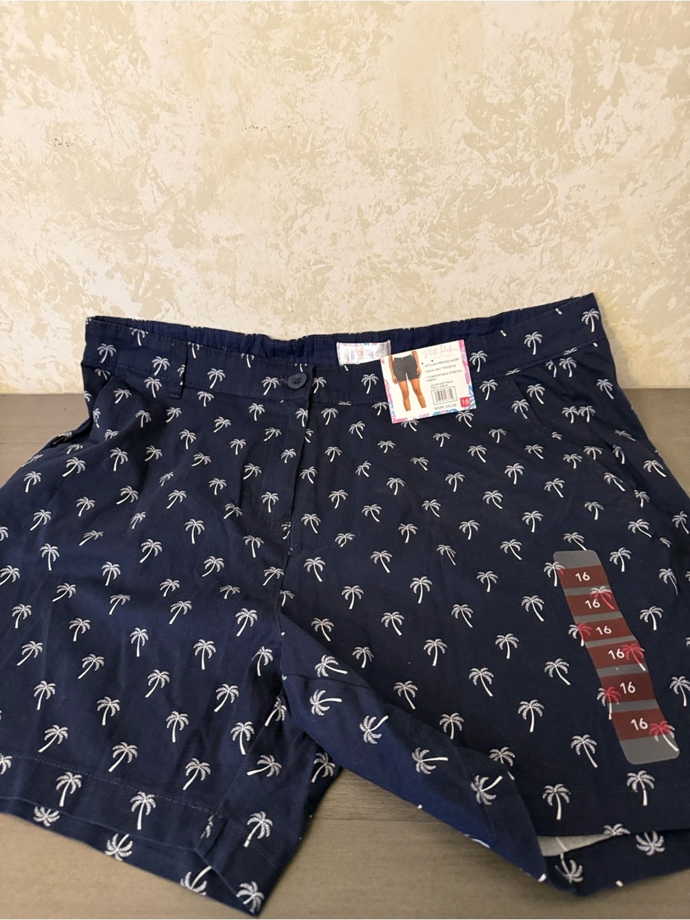 Parker Navy Palm-Print Casual Shorts